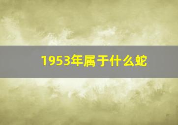 1953年属于什么蛇