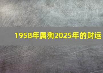 1958年属狗2025年的财运