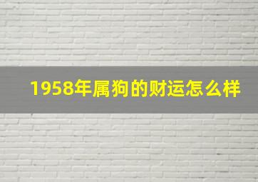 1958年属狗的财运怎么样