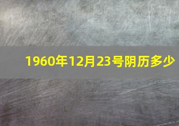 1960年12月23号阴历多少