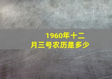 1960年十二月三号农历是多少