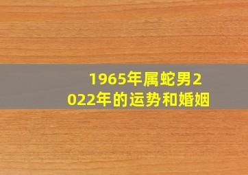 1965年属蛇男2022年的运势和婚姻