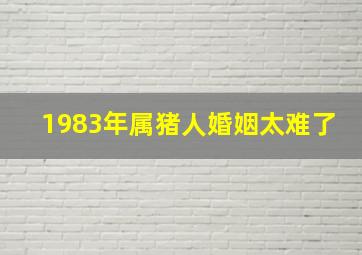 1983年属猪人婚姻太难了