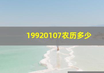 19920107农历多少