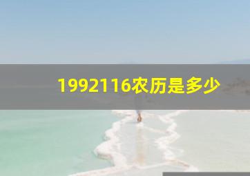 1992116农历是多少