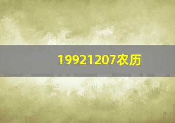 19921207农历