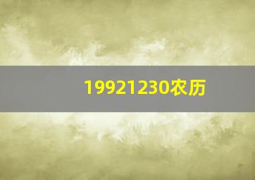 19921230农历