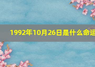 1992年10月26日是什么命运