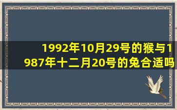 1992年10月29号的猴与1987年十二月20号的兔合适吗