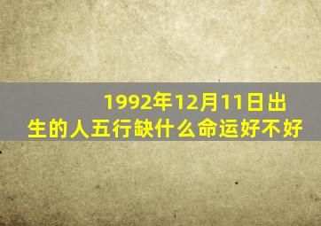 1992年12月11日出生的人五行缺什么命运好不好