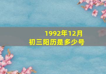 1992年12月初三阳历是多少号