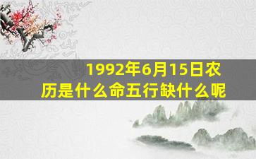 1992年6月15日农历是什么命五行缺什么呢