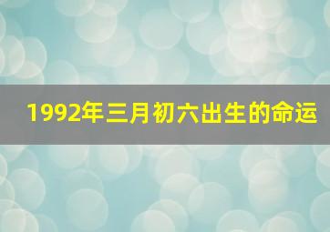 1992年三月初六出生的命运