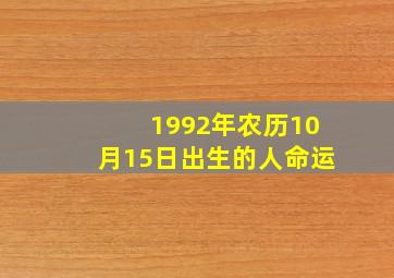 1992年农历10月15日出生的人命运