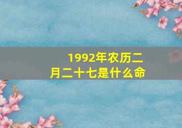 1992年农历二月二十七是什么命