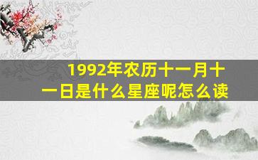 1992年农历十一月十一日是什么星座呢怎么读