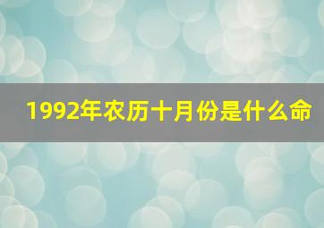 1992年农历十月份是什么命