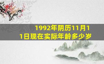 1992年阴历11月11日现在实际年龄多少岁