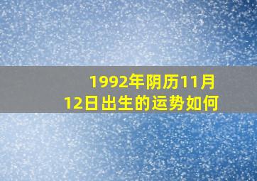 1992年阴历11月12日出生的运势如何