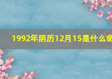 1992年阴历12月15是什么命