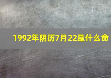 1992年阴历7月22是什么命