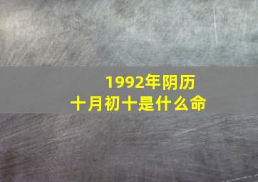 1992年阴历十月初十是什么命