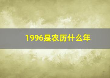 1996是农历什么年