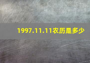 1997.11.11农历是多少