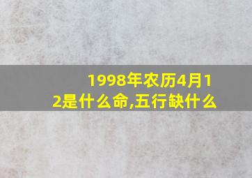 1998年农历4月12是什么命,五行缺什么