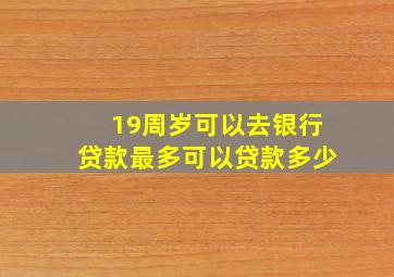 19周岁可以去银行贷款最多可以贷款多少