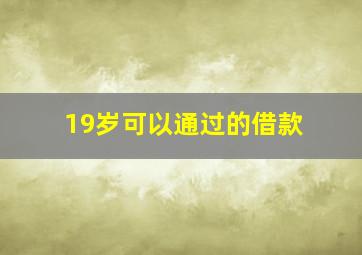 19岁可以通过的借款