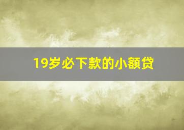 19岁必下款的小额贷