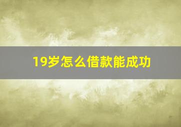 19岁怎么借款能成功