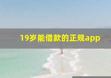 19岁能借款的正规app