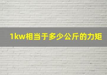 1kw相当于多少公斤的力矩