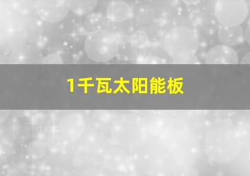 1千瓦太阳能板