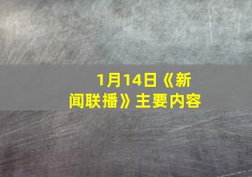 1月14日《新闻联播》主要内容