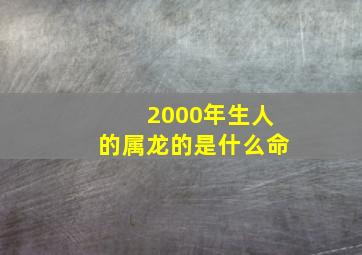 2000年生人的属龙的是什么命