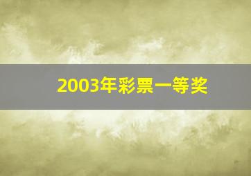 2003年彩票一等奖