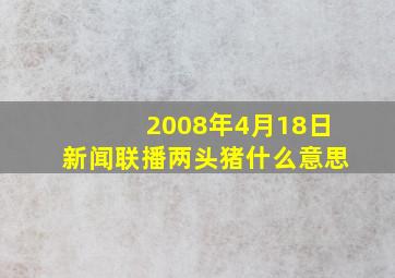 2008年4月18日新闻联播两头猪什么意思