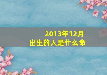 2013年12月出生的人是什么命