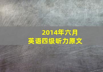 2014年六月英语四级听力原文