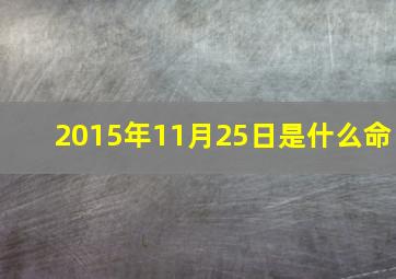 2015年11月25日是什么命