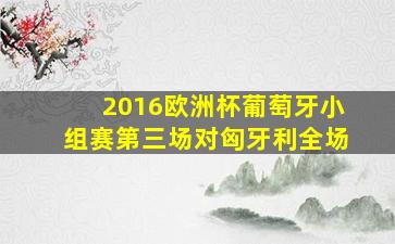 2016欧洲杯葡萄牙小组赛第三场对匈牙利全场