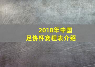 2018年中国足协杯赛程表介绍