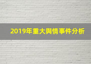 2019年重大舆情事件分析