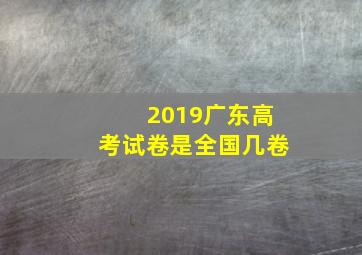 2019广东高考试卷是全国几卷