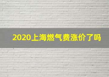 2020上海燃气费涨价了吗