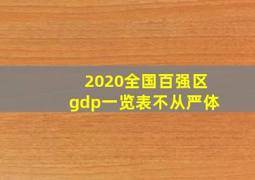 2020全国百强区gdp一览表不从严体