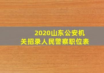 2020山东公安机关招录人民警察职位表